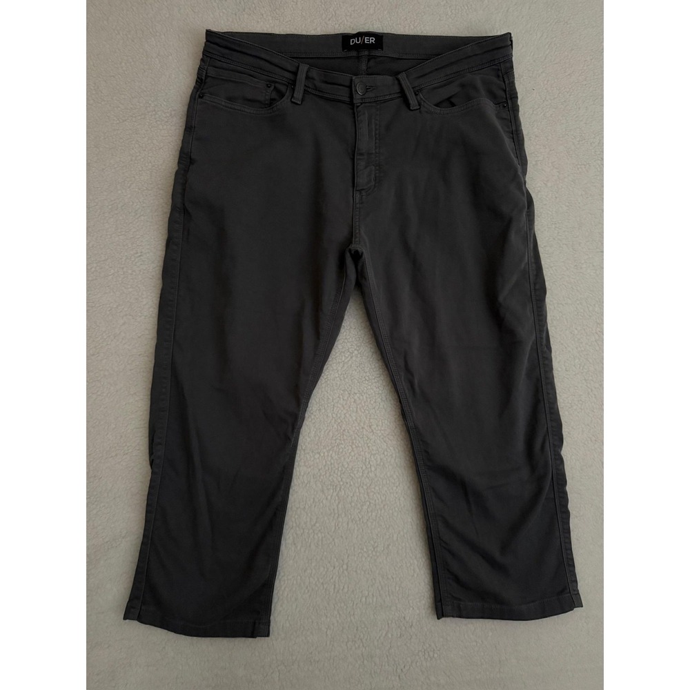 DU/ER Pants Mens 38x24 Gray Regular Fit Stretch Denim 5 Pocket Chino Casual